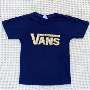 Vans navy and gold logo tee Size S